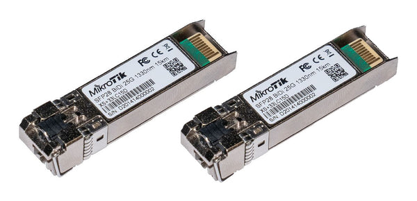 Mikrotik SFP/SFP+/SFP28 BiDi: XS+2733LC15D modul til netværksmodtager Fiberoptisk 25000 Mbit/s LC 1330 nm