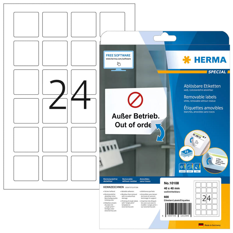 HERMA 10108 print etiket Hvid Selvklæbende printeretiket
