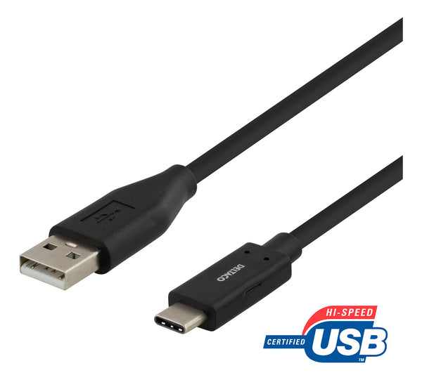 Deltaco USBC-1006 USB-kabel USB 2.0 2 m USB A 0,48 Gbit/sek. Sort