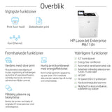 HP LaserJet Enterprise M611dn Sort og hvid Printer, Kun ethernet; Dupleks