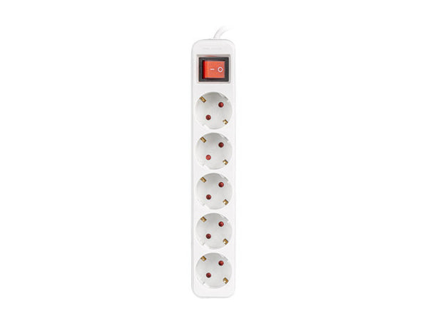 Lanberg PS1-05F-0300-W stikdåse 3 m 5 AC stikkontakt(er) Indendørs Hvid