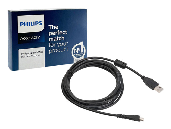 Philips 1 X USB cable for SpeechMike III USB-kabel 2,4 m USB A Sort