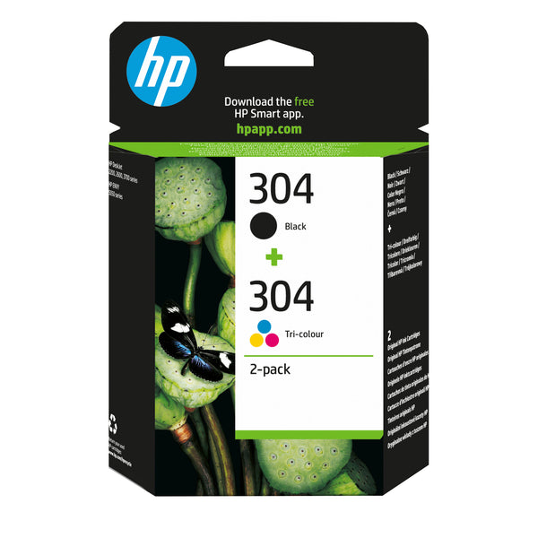 HP Originale 304-blækpatroner i dobbeltpakke, sort/trefarvet