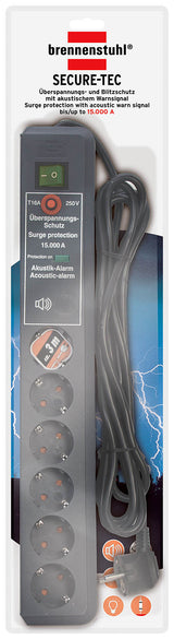 Brennenstuhl Secure-Tec Surge Protection 15.000 A Sort 6 AC stikkontakt(er) 3 m