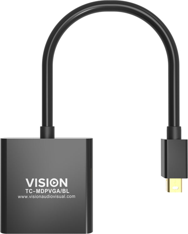 Vision TC-MDPVGA/BL videokabel adapter Mini DisplayPort VGA (D-Sub) Sort