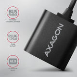 Axagon ADA-12 USB 2.0 Stereo Audio Mini-Adapter 15 cm Kabellänge - Kabel - Audio/Multimedia 2.0 kanaler
