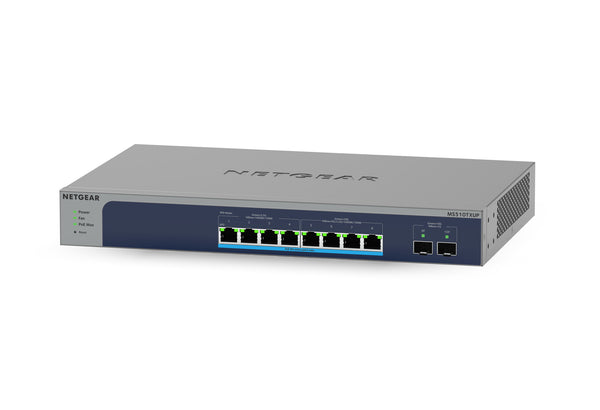 NETGEAR 8-Port Multi-Gigabit/10G Ethernet Ultra60 PoE++ Smart Switch with 2 SFP+ Ports (MS510TXUP) Administreret L2+ 10G Ethernet (100/1000/10000) Strøm over Ethernet (PoE) Grå