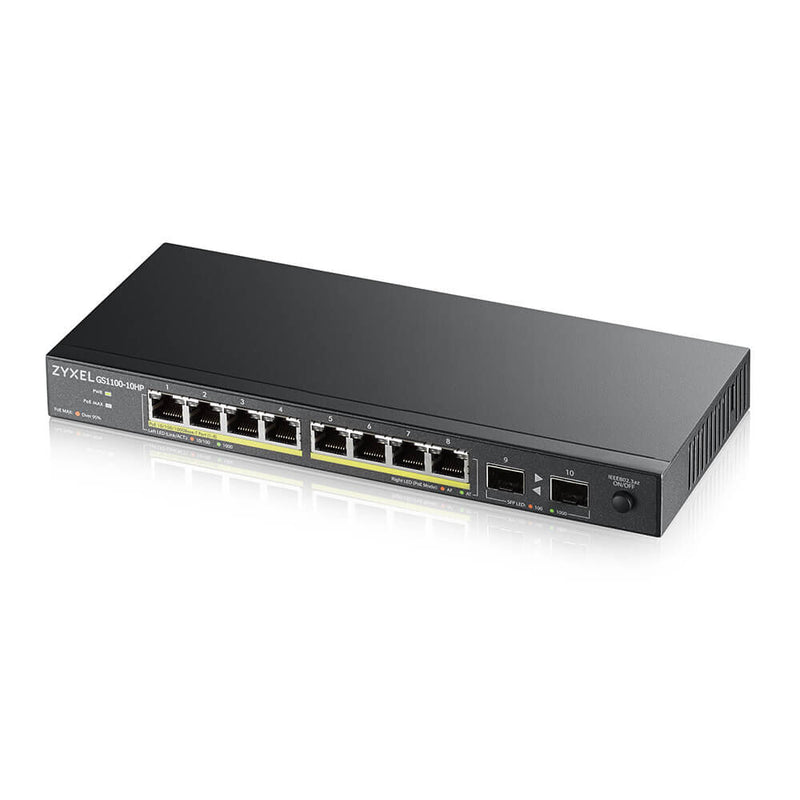 Zyxel GS1100-10HP v2 Ikke administreret Gigabit Ethernet (10/100/1000) Strøm over Ethernet (PoE) Sort