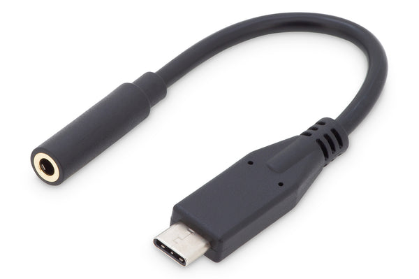 Digitus AK-300321-002-S kabel til mobiltelefon Sort 0,2 m USB C 3.5mm