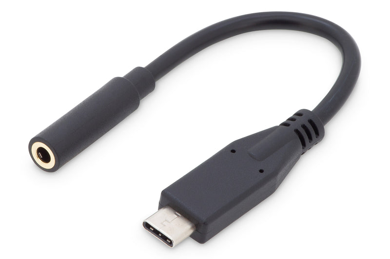 Digitus AK-300321-002-S kabel til mobiltelefon Sort 0,2 m USB C 3.5mm