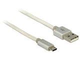 DeLOCK 2m, USB2.0-A/USB2.0 Micro-B USB-kabel USB A Micro-USB B 0,48 Gbit/sek. Sølv, Hvid