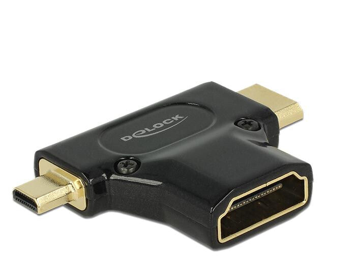 DeLOCK HDMI-A/HDMI Mini-C+ Micro-D, F/M+M Mini-HDMI + Micro-HDMI Sort