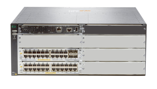 HPE Aruba Networking 5406R 44GT PoE+ and 4 port SFP+ (No PSU) v3 zl2 Switch Administreret L3 Gigabit Ethernet (10/100/1000) Strøm over Ethernet (PoE) 4U Grå