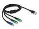 DeLOCK 87882 USB-kabel USB 2.0 1 m USB A 2 x USB C/Micro-USB B Sort, Blå, Grøn