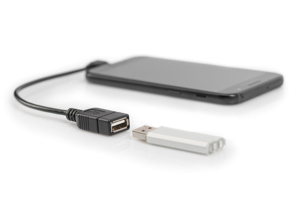 Digitus AK-300313-002-S USB-kabel USB 2.0 0,15 m Micro-USB B USB A Sort