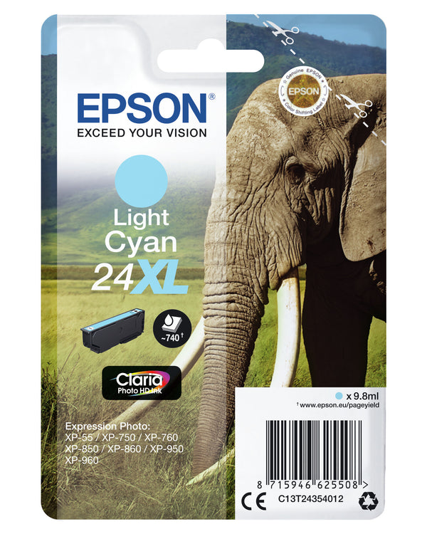 Epson Elephant C13T24354022 blækpatron 1 stk Original Højt (XL) udbytte Lys cyan