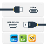 StarTech.com USB2CMB2M USB-kabel USB 2.0 2 m USB C Mini-USB B 0,48 Gbit/sek. Sort