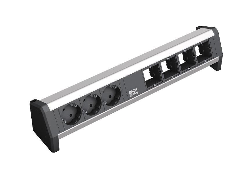 Bachmann 902.003 stikdåse 3 AC stikkontakt(er) Sort, Sølv