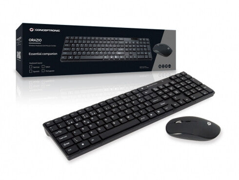Conceptronic Orazio tastatur Mus inkluderet Hjem RF trådløst QWERTY Portugisisk Sort