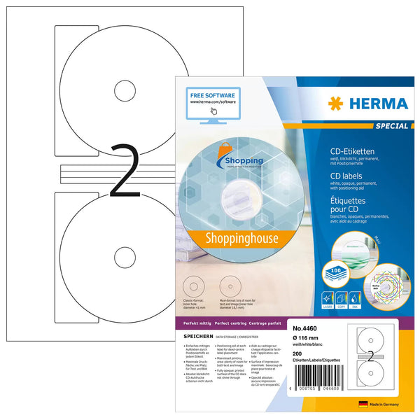 HERMA 4460 print etiket Hvid Selvklæbende printeretiket