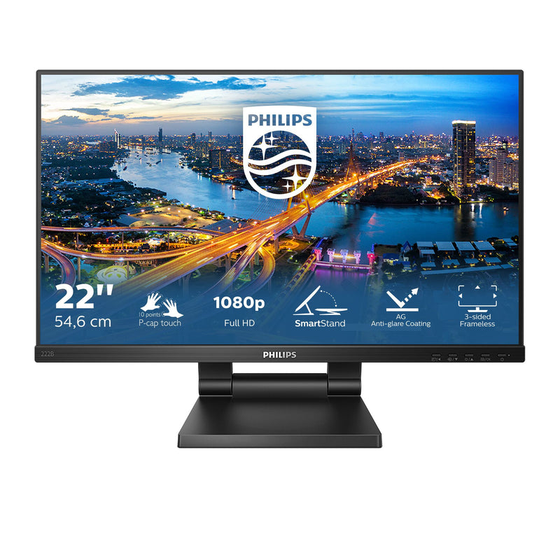 Philips B Line 222B1TC/00 computerskærm 54,6 cm (21.5") 1920 x 1080 pixel Fuld HD LED Berøringsskærm Sort