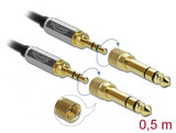 DeLOCK 85784 lydkabel 0,5 m 3.5mm Sort, Grå