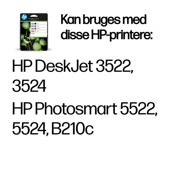 HP Originale 364-blækpatroner, sort/cyan/magenta/gul, 4-pak