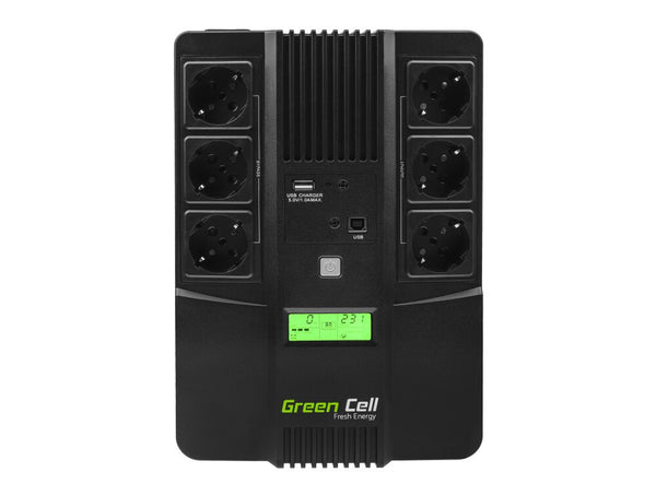 Green Cell AiO 800VA LCD UPS-enhed Interaktivt indgangsstik 0,8 kVA 480 W 6 AC stikkontakt(er)