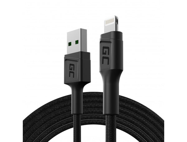 Green Cell KABGC18 Lightning kabel 2 m Sort