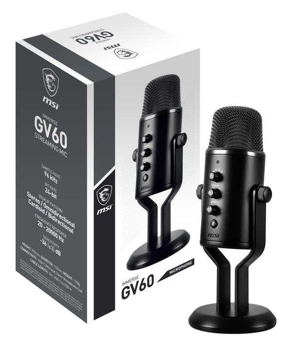 MSI IMMERSE GV60 STREAMING MIC mikrofon Sort Mikrofon til spillekonsol