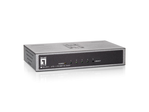 LevelOne FEU-0511 netværksswitch Fast Ethernet (10/100) Sort, Grå