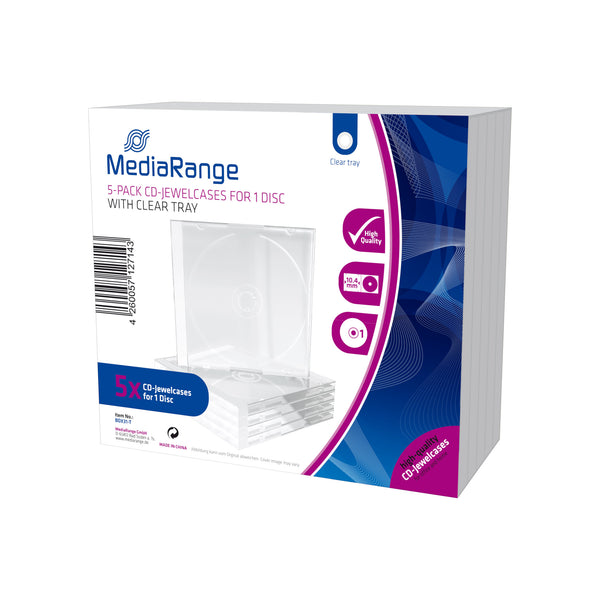 MediaRange BOX31-T optisk disk etui Smykkeboks 1 diske Transparent
