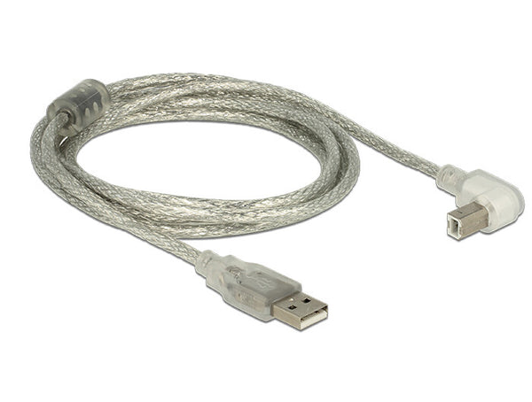 DeLOCK 2m, USB2.0-A/USB2.0-B USB-kabel USB A USB B 0,48 Gbit/sek. Sølv, Transparent