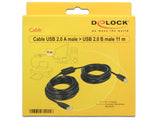 DeLOCK 11m, USB2.0-A - USB2.0-B USB-kabel USB A USB B 0,48 Gbit/sek. Sort