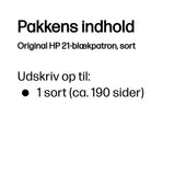 HP Original 21-blækpatron, sort