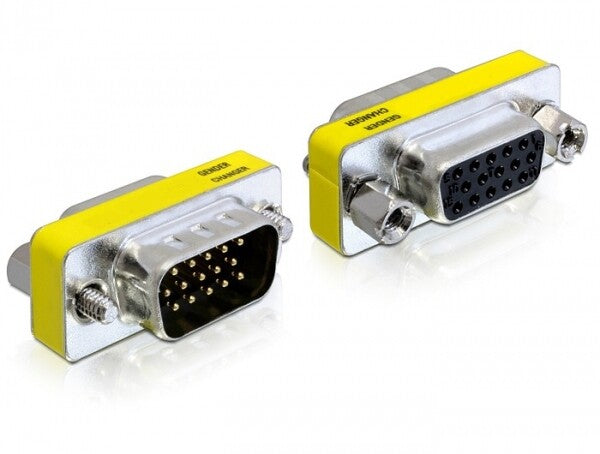 DeLOCK 65250 kabel kønsskifter VGA (D-Sub) Sort, Sølv, Gul
