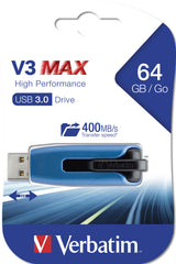 Verbatim Store 'n' Go V3 Max USB-nøgle 64 GB USB Type-A 3.2 Gen 1 (3.1 Gen 1) Blå