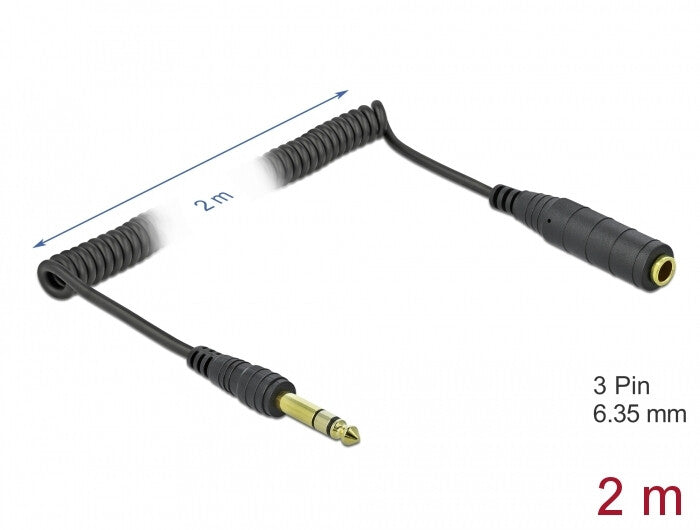 DeLOCK 85938 lydkabel 2 m 6.35mm Sort