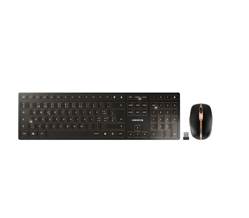 CHERRY DW 9100 SLIM tastatur Mus inkluderet Universel RF trådløs + Bluetooth QWERTZ Schweizisk Sort