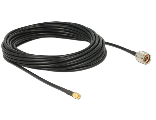 DeLOCK 89466 koaxial kabel RG-58 10 m N plug SMA plug Sort