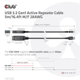 CLUB3D CAC-1404 USB-kabel USB 3.2 Gen 1 (3.1 Gen 1) 5 m USB A 5 Gbit/sek. Sort