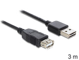 DeLOCK EASY-USB 2.0-A - USB 2.0-A, 3m USB-kabel USB A 0,48 Gbit/sek. Sort
