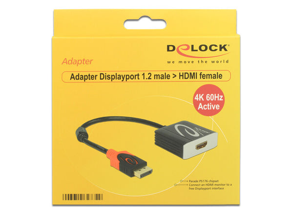 DeLOCK 62734 videokabel adapter 0,2 m DisplayPort HDMI Type A (Standard) Sort
