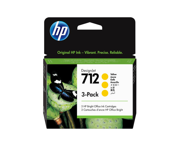 HP 712 DesignJet-blækpatron, gul, 3 stk., 29 ml