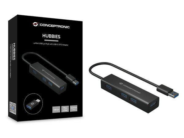 Conceptronic HUBBIES06B interface hub USB 3.2 Gen 1 (3.1 Gen 1) Type-A 5000 Mbit/s Sort