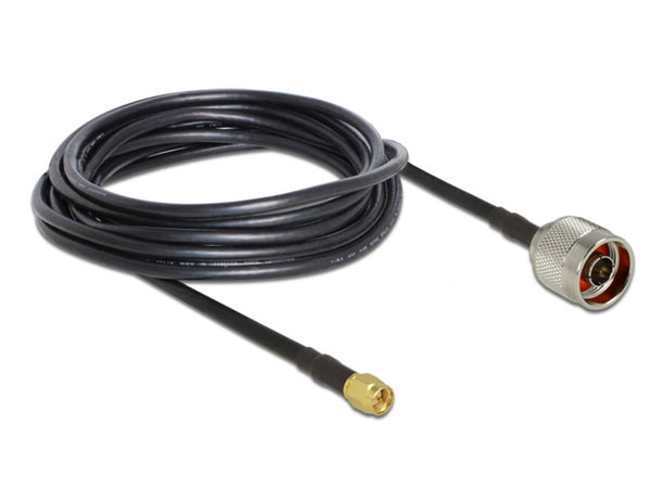 DeLOCK 89465 koaxial kabel RG-58 5 m N plug SMA plug Sort