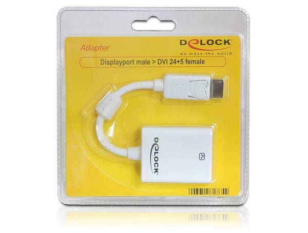 DeLOCK 61765 videokabel adapter 0,125 m DisplayPort DVI-I Hvid