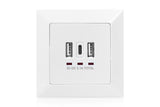 Digitus DA-70618 stikkontakt 2 x USB A + 1 x USB C Hvid