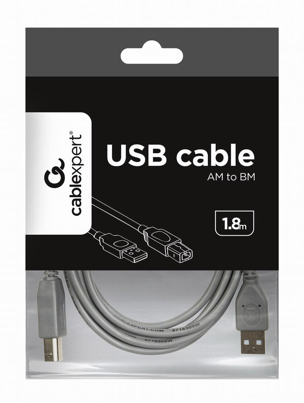 Gembird 1.8m USB 2.0 A/B M USB-kabel 1,8 m USB A USB B Grå