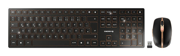 CHERRY DW 9100 SLIM tastatur Mus inkluderet Universel RF trådløs + Bluetooth QWERTZ Tysk Sort